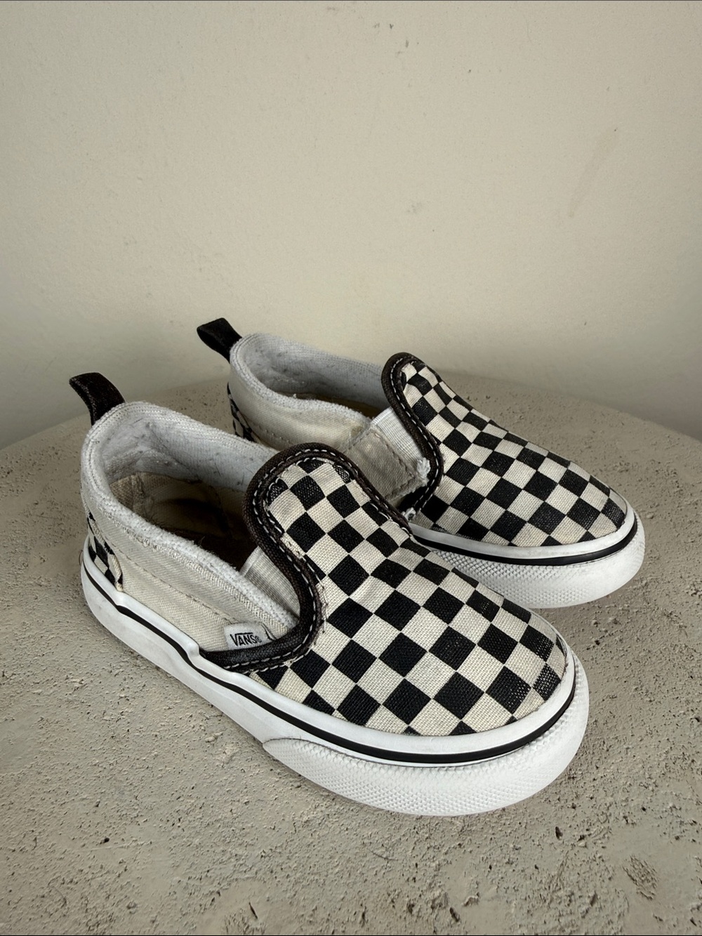 Vans Kids Checkerboard Slip-On Sneakers - Black & White